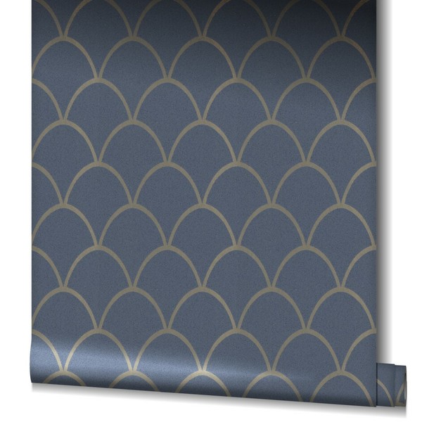Vliestapete Grafisch BöGen Glitzer Blau Gold SchöNer Wohnen 32723 (4,31€/1Qm)-image