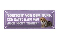 Blechschild Spruch 27X10 Cm Vorsicht Hund Katze Kann Auch Deko Schild Tin Sign