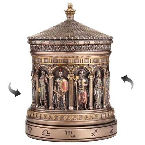 GREEK PANTHEON ZODIAC ROTUNDA ROTATING TRINKET BOX COLLECTIBLE GIFT - Picture 4 of 4