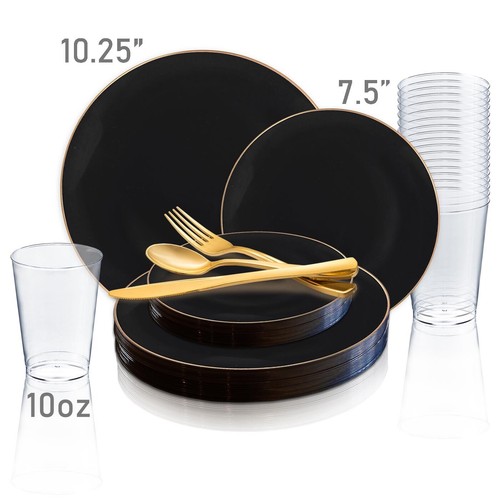 Disposable Plastic Dinnerware Wedding Party Package Organic Round Plates Set - Picture 4 of 74
