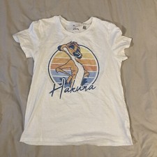 Disney Lion King Retro Hakuna Timon Women's MEDIUM White Graphic Tee T-Shirt Top