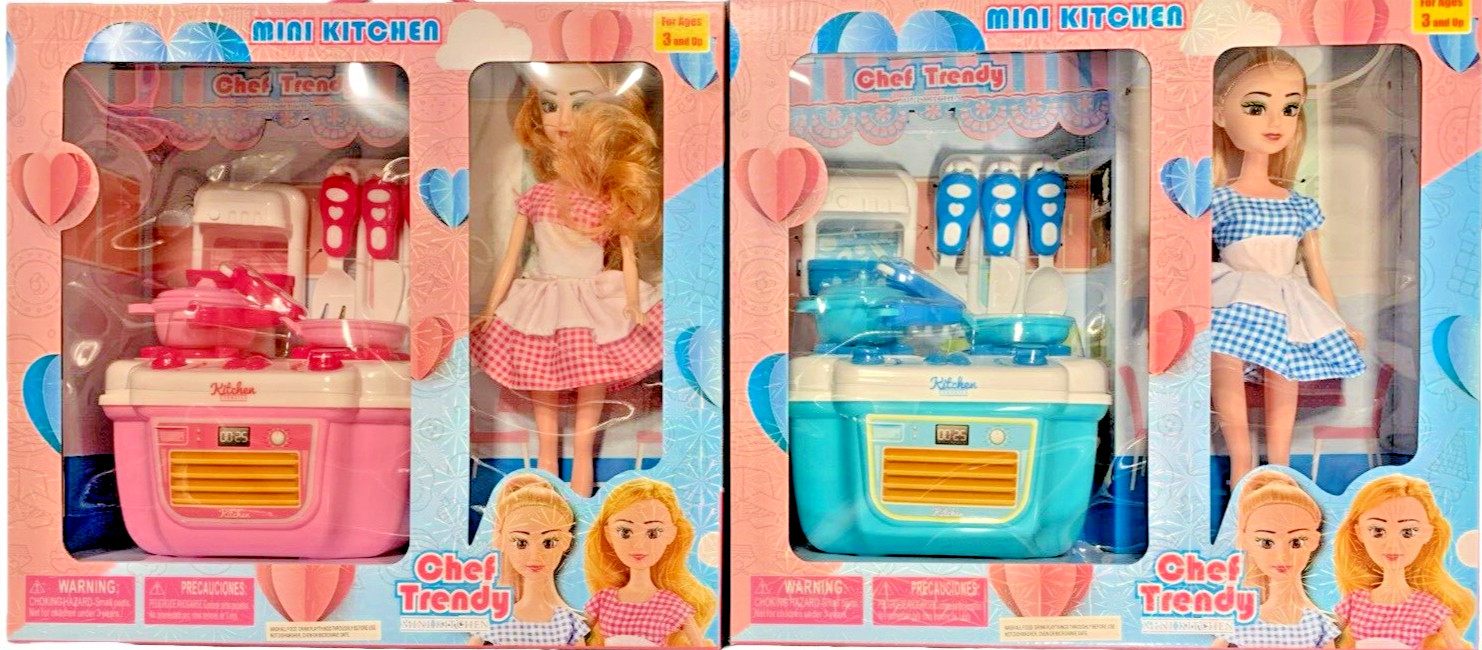 Chef Doll w/Kitchen Playset Tendy Caucasian Fashion Doll, 2 Pack