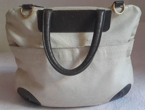 PRADA vintage rare piece, leather shoulder bag Brown White, flapped, authentic - Picture 5 of 24