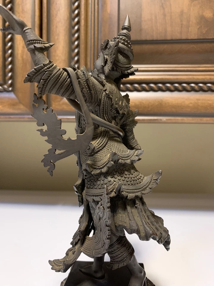 Estatuilla de bronce del sudeste asiático - Bailarina cortesana tradicional birmana Foto 3 de 4