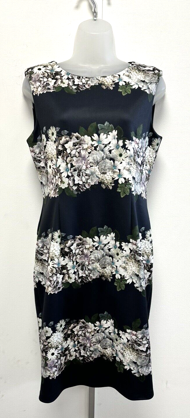 NEW Phase Eight UK14 navy blue floral Lilana print sleeveless dress with stretch