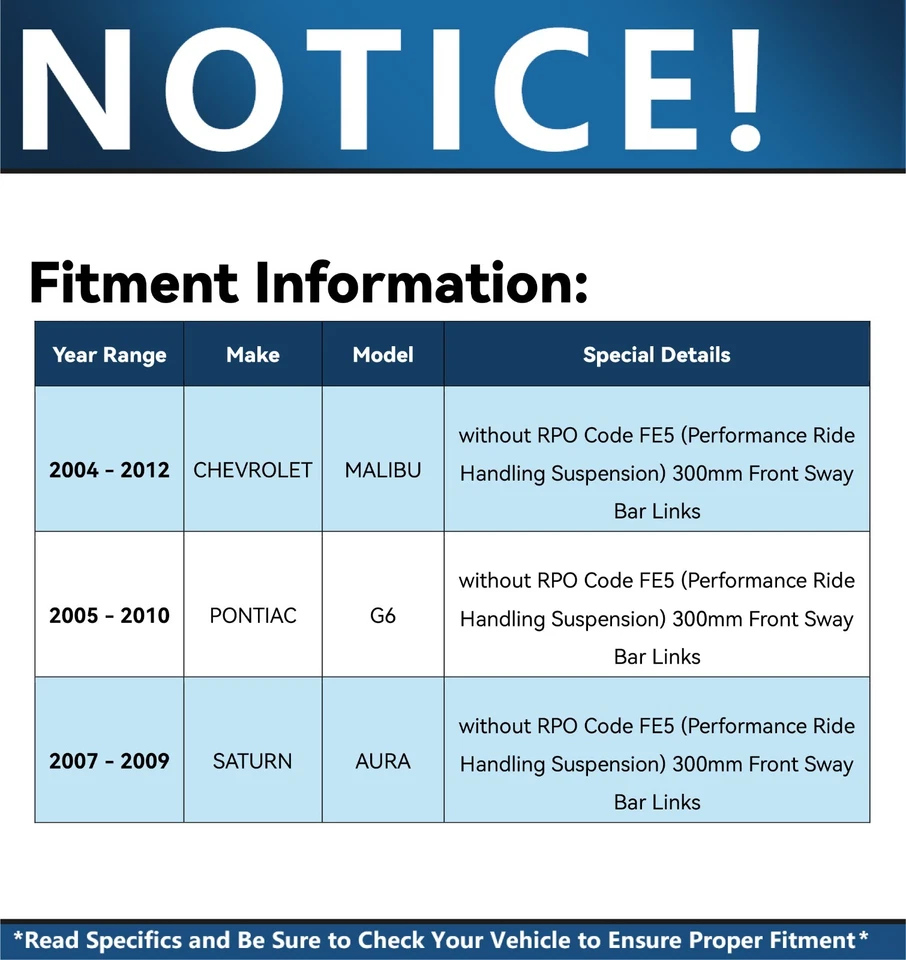 Barra estabilizadora brazo de control inferior puntal delantero de 12 piezas para Chevy Malibu Pontiac G6 Foto 3 de 4