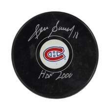 Denis Savard Signed Canadiens Logo Hockey Puck Inscribed 