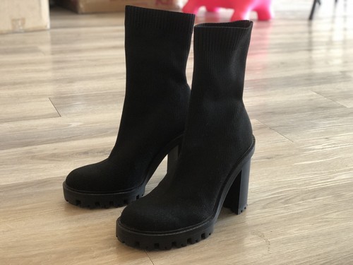 Zara Tacón para mujer Negro Estilo Calcetín Botas al Tobillo Suela de pista  Sz7 1/2 UE 38 | eBay