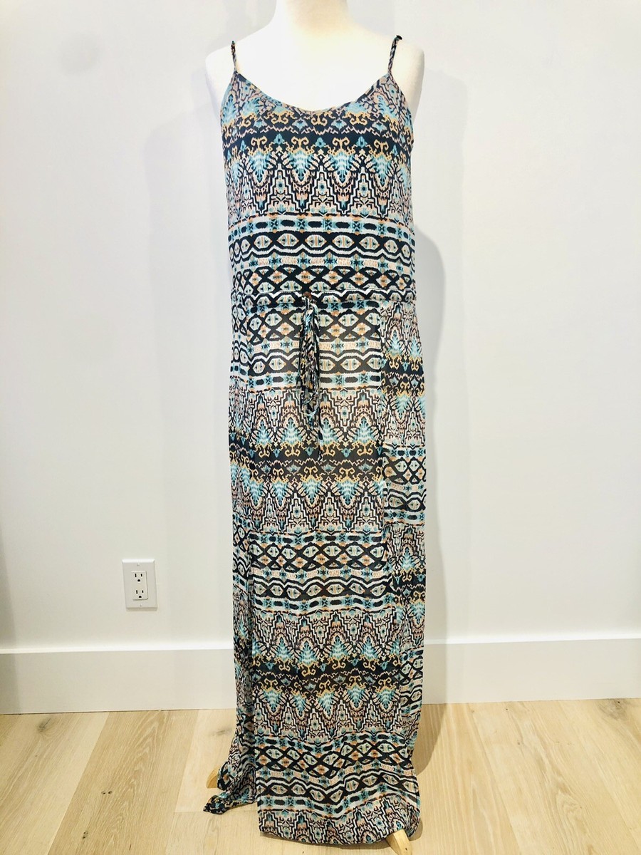 Forever 21 Contemporary Tropical Boho Chiffon Maxi Dress Women s Size XS eBay