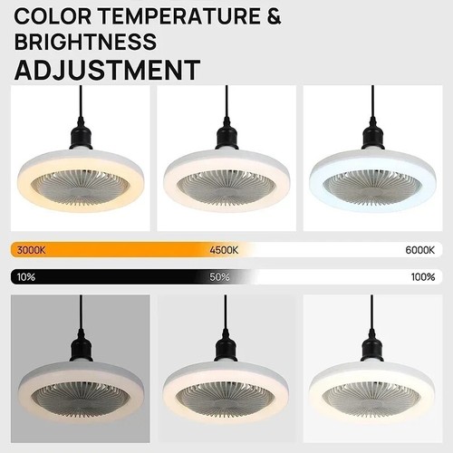 Fan For E27 Socket Light With Remote Ceiling Fan Adjustable Smart LED 3Speed AC - Picture 6 of 7