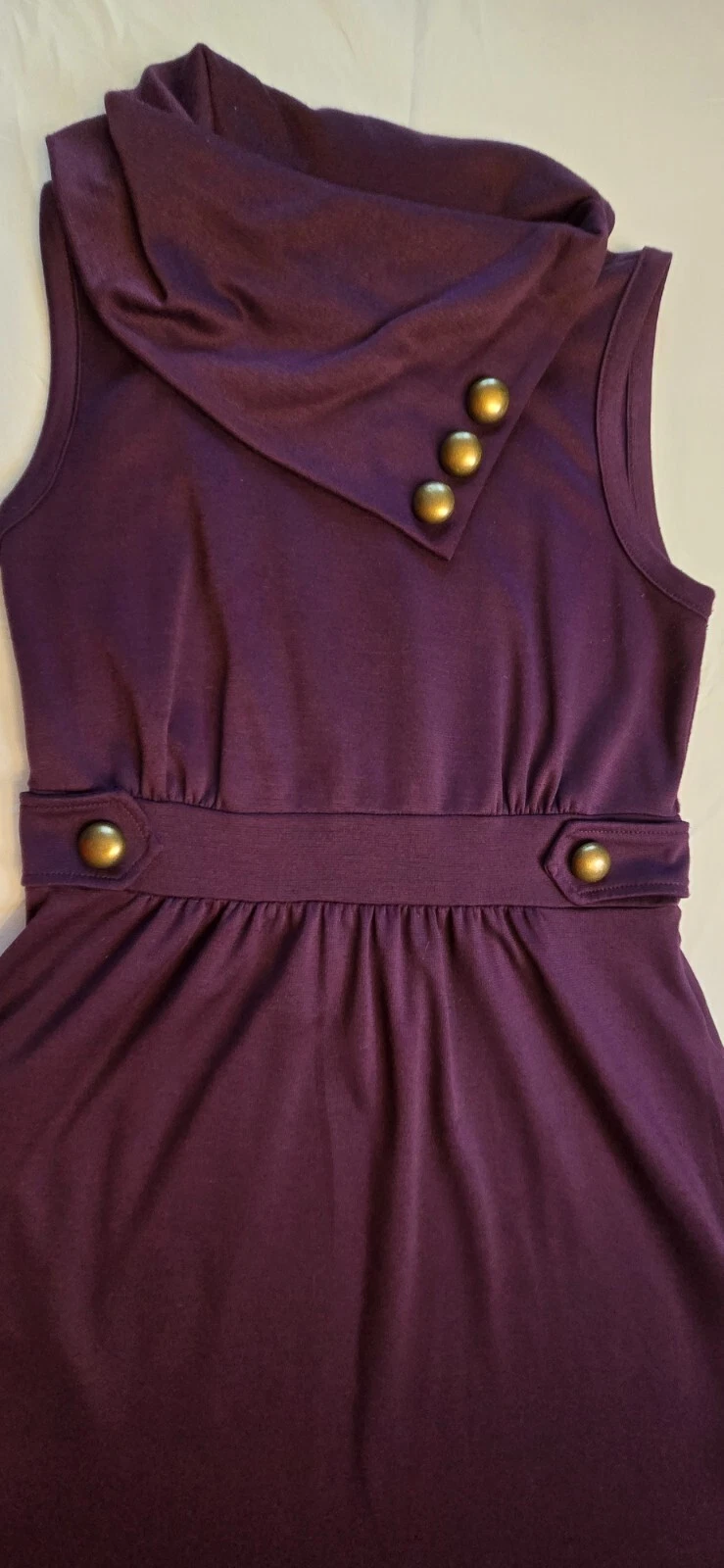 Abito Monteau by ModCloth medio collo cappuccio viola "Coach Tour" stile vintage anni 50