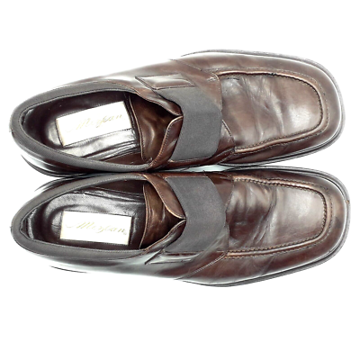 Mezlan Mens Brown Leather Apron Toe Loafers Size 9.5 US | eBay display picture 2