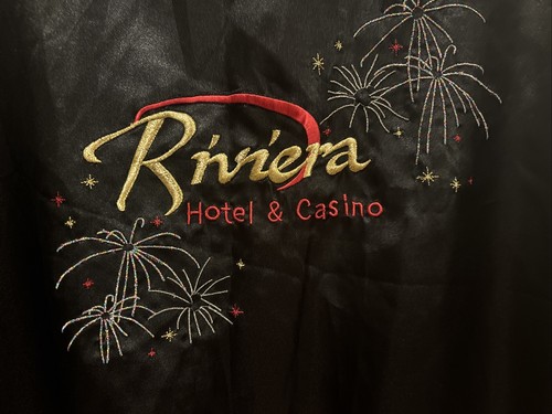 Vintage 80's Riviera Hotel Casino satin Windbreaker Jacket 50th Anniversary 2XL - Picture 5 of 5