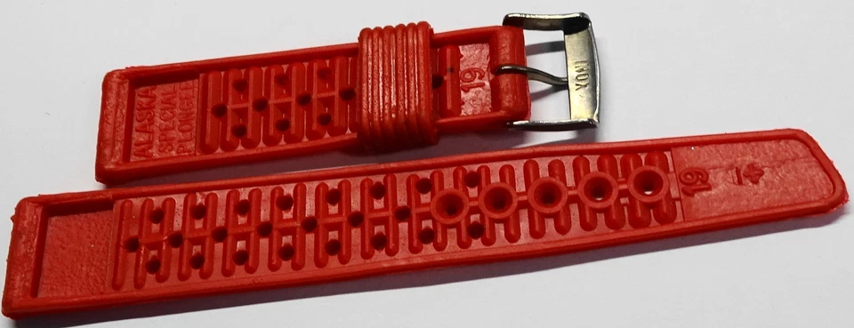 Original 1970' vintage Tropic Swiss 19 mm bracelet montre ROUGE ALASKA - Photo 2/4