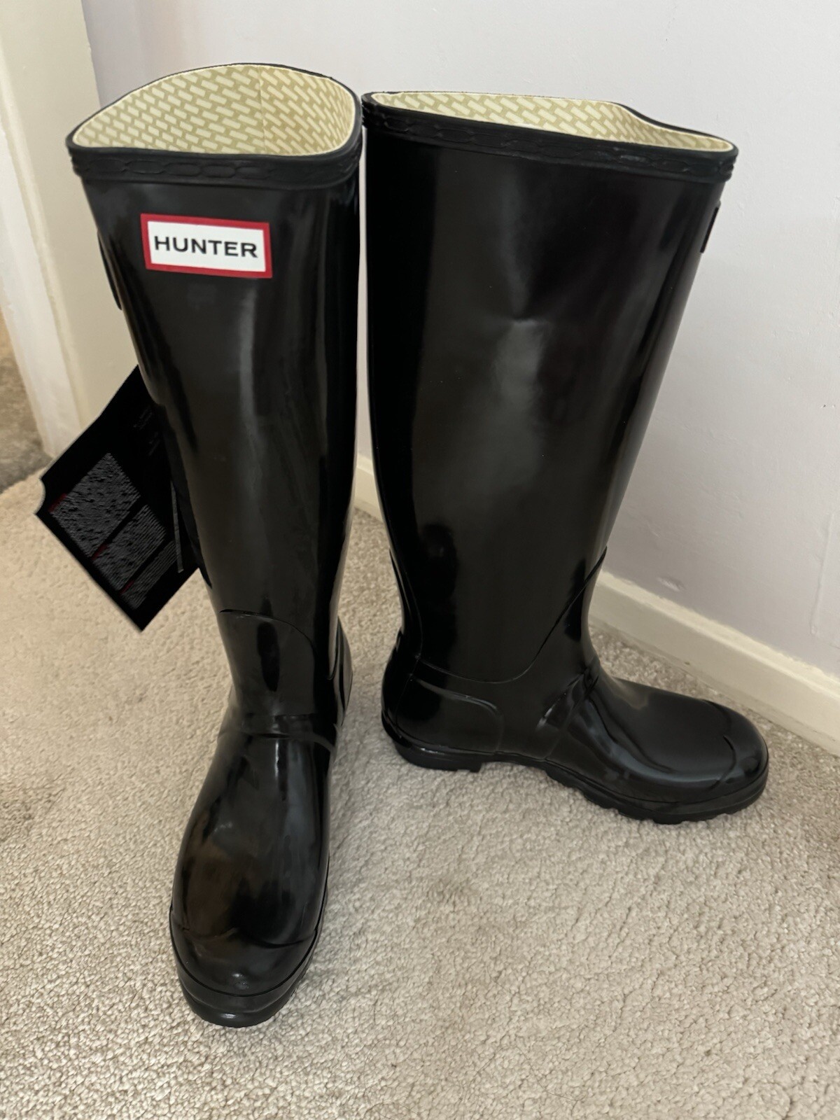 HUNTER ORIGINAL WELLINGTON BOOT TALL GLOSS BLACK WOMENS  SIZE 5 RRP £135 image 5