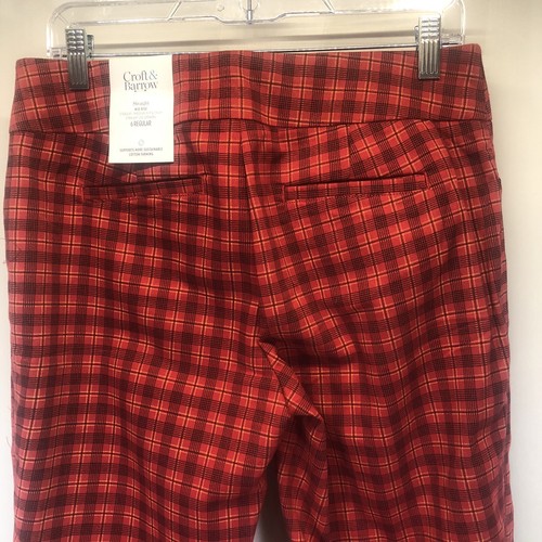 Neu Croft & Barrow Damenhose 6 Reg rot kariert mühelos anziehbar Stretch neu mit Etikett - Bild 5 von 9