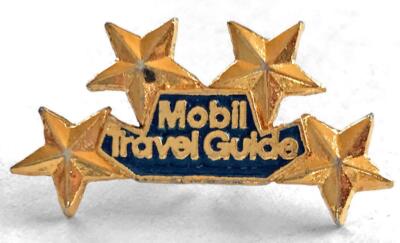 MOBIL TRAVEL GUIDE Four-Star Award LAPEL PIN Gas Oil Co. Recommended Motel Inn