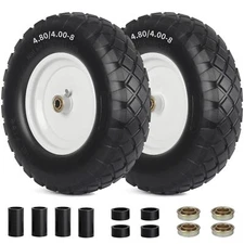 GICOOL 4.80/4.00-8" Wheelbarrow Tire 16" Flat-Free Solid Tire and Wheel 2 Pack