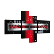 Hand Paint Canvas Oil Paintings Wall Art Home Decor Red Silver Pictures Abstract