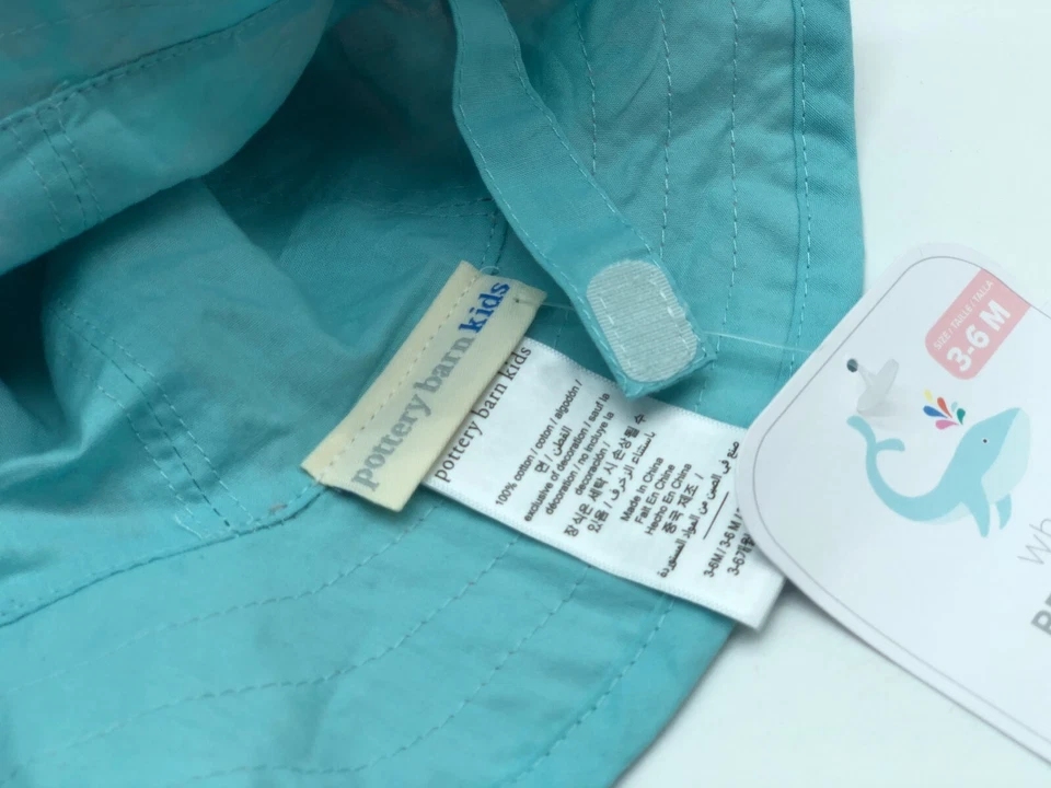 Pottery Barn Kids новый двусторонний кит ведро шляпа розовый синий Baby Girl 3-6 M - Изображение 3 из 4