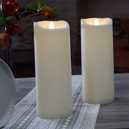 2 Pack Outdoor Battery Operated Candles with Timer (3X7 Inch) Waterproof - Picture 4 of 12
