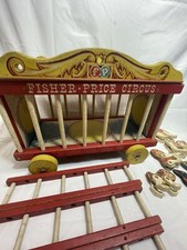 Vintage 1962 Fisher Price 900 Circus Wood Wagon Pull Toy Set