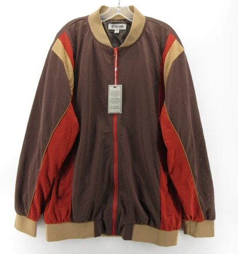 Stacy Adams Jacket Men XXL Brown Track Coat Mesh Warm Up Blade Collar Active NEW - product listing photo