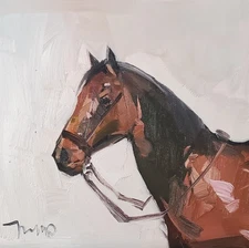 Charming Horse Portrait PRINT Painting by Artist Jose Trujillo 16x16 Square