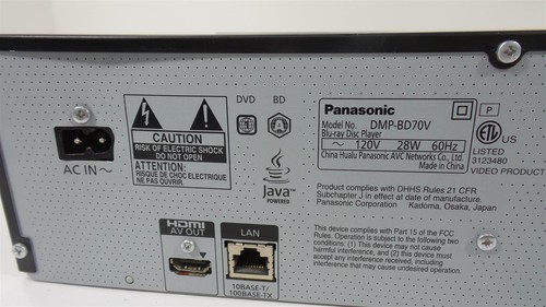 Panasonic DMP-BD70V Blu-ray/VCR/VHS Combo Media Player - No Remote - Picture 6 of 7