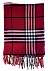 Unbranded Unisex 12”x 72”  Long Scarf 80% Cashmere Blend Plaid Red/Black Fringed — photo 2