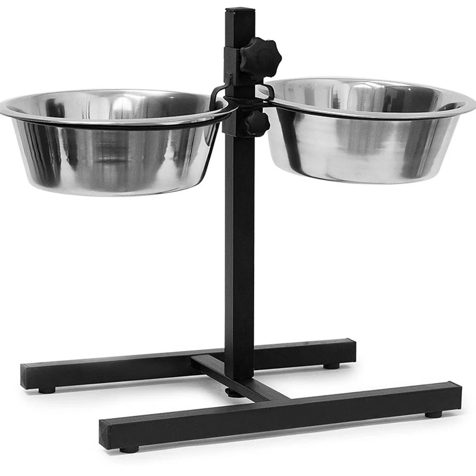 Ciotola Doppia per Cani con Supporto Regolabile 2 scodelle Acciaio , Ciotole 2Lt - Immagine 3 di 4
