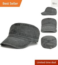 Men Washed Cotton Cadet Army Cap Vintage Flat Hat