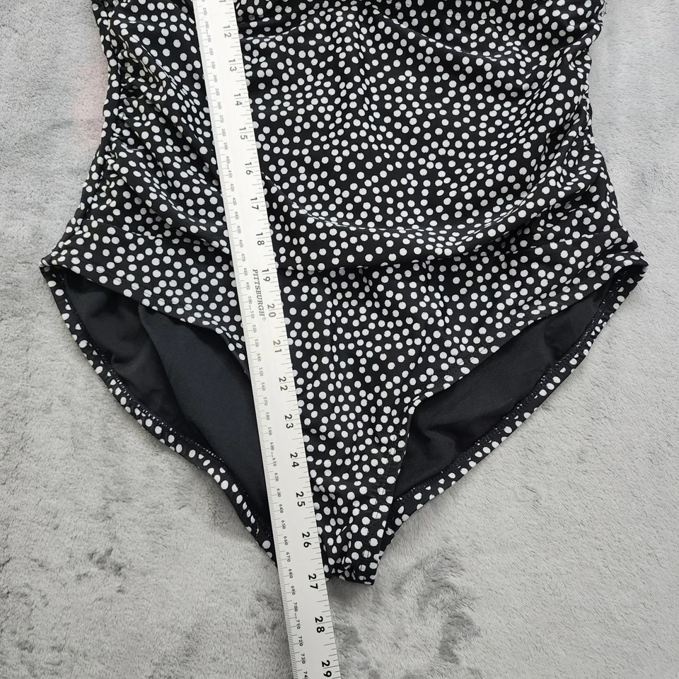 Catalina Swimsuit Womens L Black White Polka Dot Twist Front Ruched One Piece - Image 4 of 4
