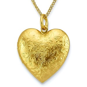 Authentic Antique Heart Locket Necklace for Women & Girls - 24K Gold Plated, Holds Photos,