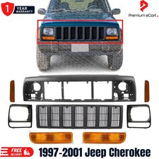 Header Panel Grille Headlight Door Park Corner Lights For 97-01 Jeep Cherokee