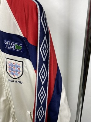 Vintage 90s Umbro England Football Training Jacket Green Flag