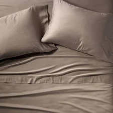 Queen 400 Thread Count Rayon from Bamboo Sheet Set Fig Brown -