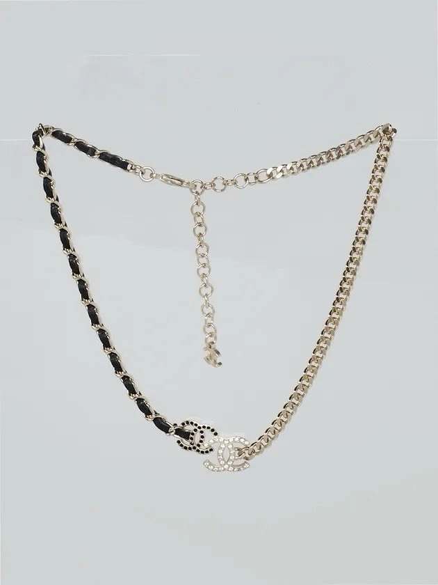 Chanel кристалл двойной CC ошейник ожерелье черное золото - Изображение 2 из 4