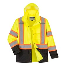 Portwest Hi-Vis Contrast Tape Rain Jacket Highly Durable Fabric US361