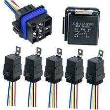 5 Pack 12V DC 40/30 AMP Waterproof Relay Harness Tinned Copper 5 pin relays