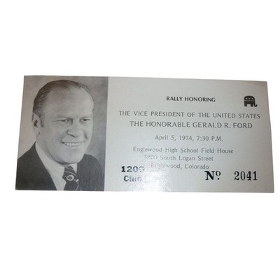 1974 Gerald Ford VP Rally Ticket Englewood High School Colorado History Ephemera