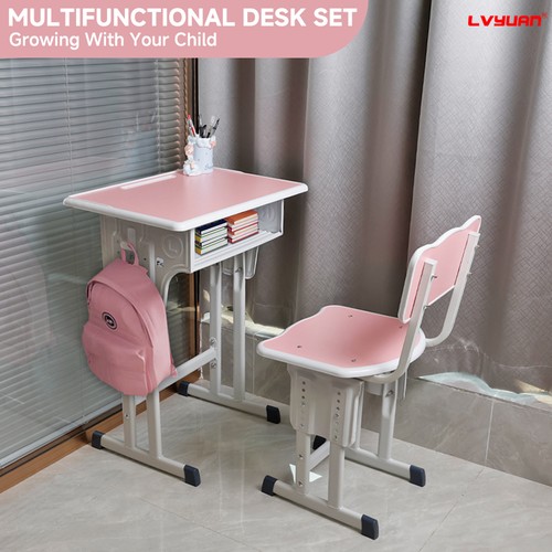 Kids Desk and Chair Set Height Adjustable Study Table Student Writing Furniture
