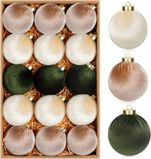 15 Pcs Velvet Christmas Ornaments Ball, 3.15" Christmas Tree Decorations Set, Sh