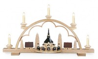 Schwibbogen Kurrende Kl. Dorf Kompl. Elektr. Beleuchtet, Natur Led, 57X12X32Cm