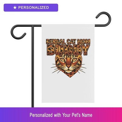 Custom Bengal Cat Mom Garden Flag Personalized Pet Name Yard Banner Easter Gift