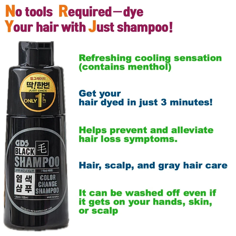 1Box Set Hair Dye Gray Coverage GDS Black Shampoo Korean Beauty 250ml + Express - Image 4 of 4