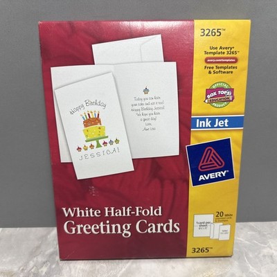 Avery 3265 Inkjet Half Fold Greeting Cards 20 Ct White w Envelopes