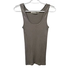 Michael Stars Shine Basic Fitted Tank Top Metallic Gray One Size