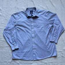 Stafford Mens Dress Shirt 18 34-35 Blue Print Travel Easy Care Regular