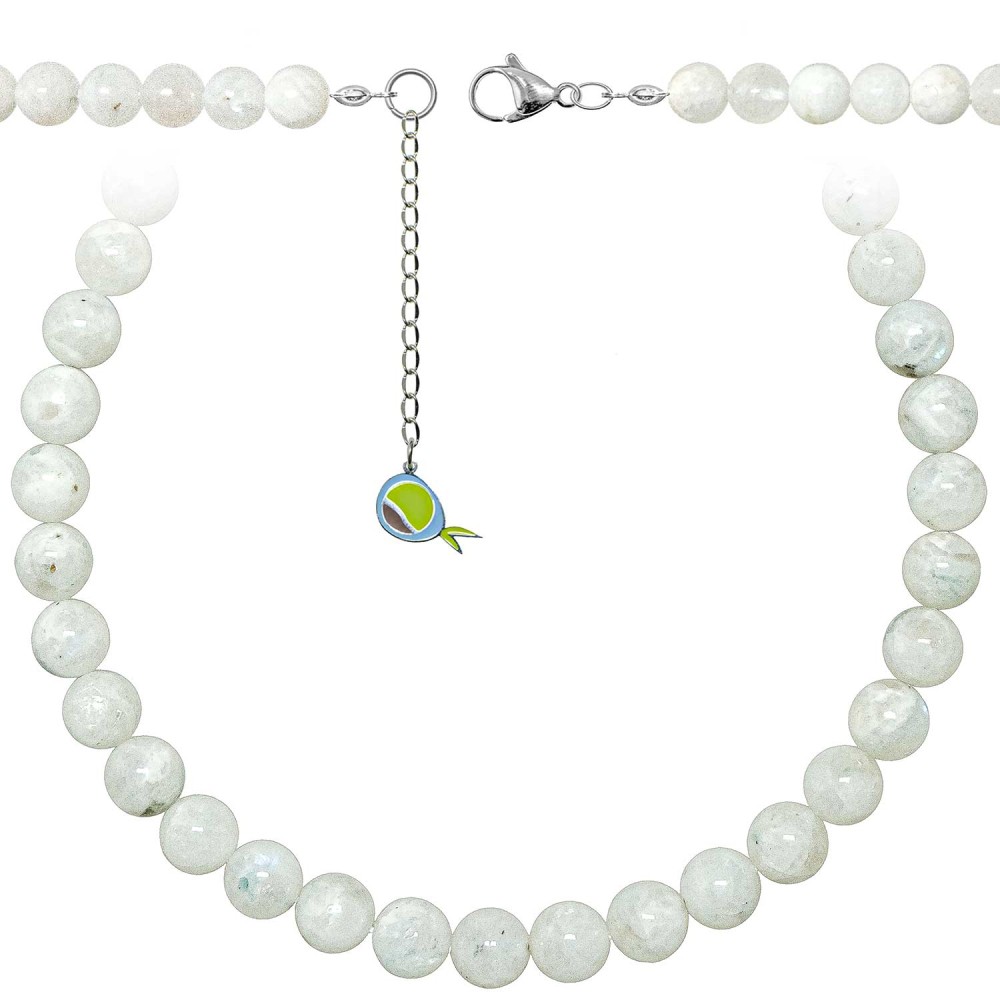 Collier en pierre de lune blanche, bijou perles rondes 10 mm de longueur 55 cm